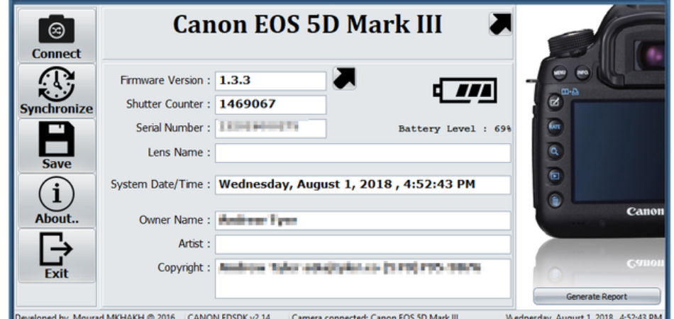 canon shutter count check online