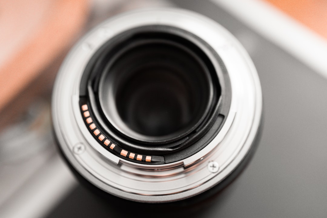 Close-up of an interchangeable camera lens and mount