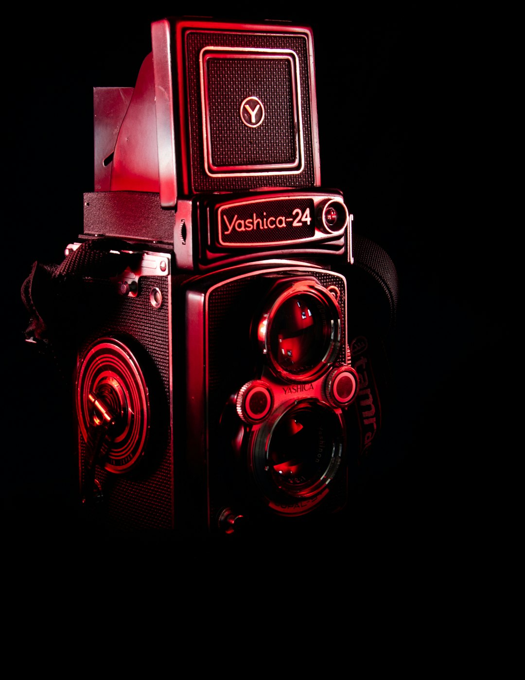 Yashica medium format twin-lens reflex camera on a table